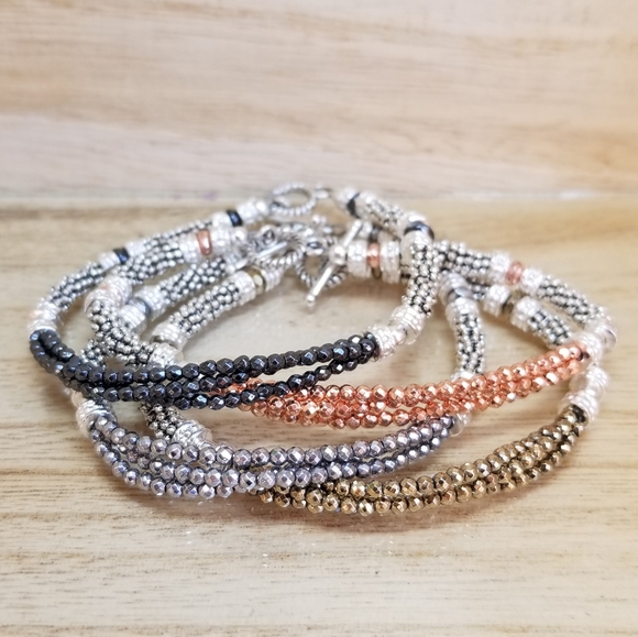 Three Row Rose Gold Two Tone Toggle Bracel… - Picture 16 of 16